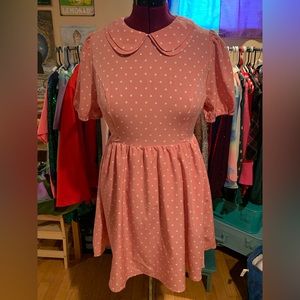 Allegra K XL Pale Pink with White Mini Hearts Dress